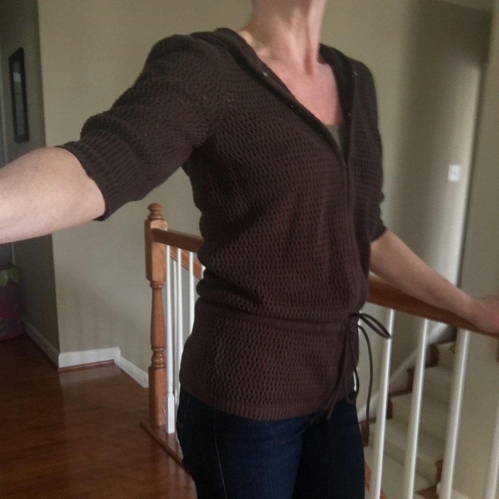 BCBG Hooded Short-Sleeve Sweater